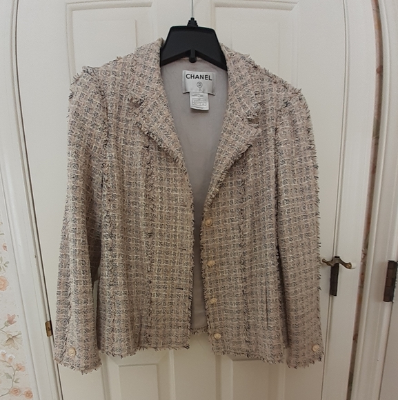 Chanel Tweed Lesage Jacket Cream Black 46 10 - Picture 2 of 6